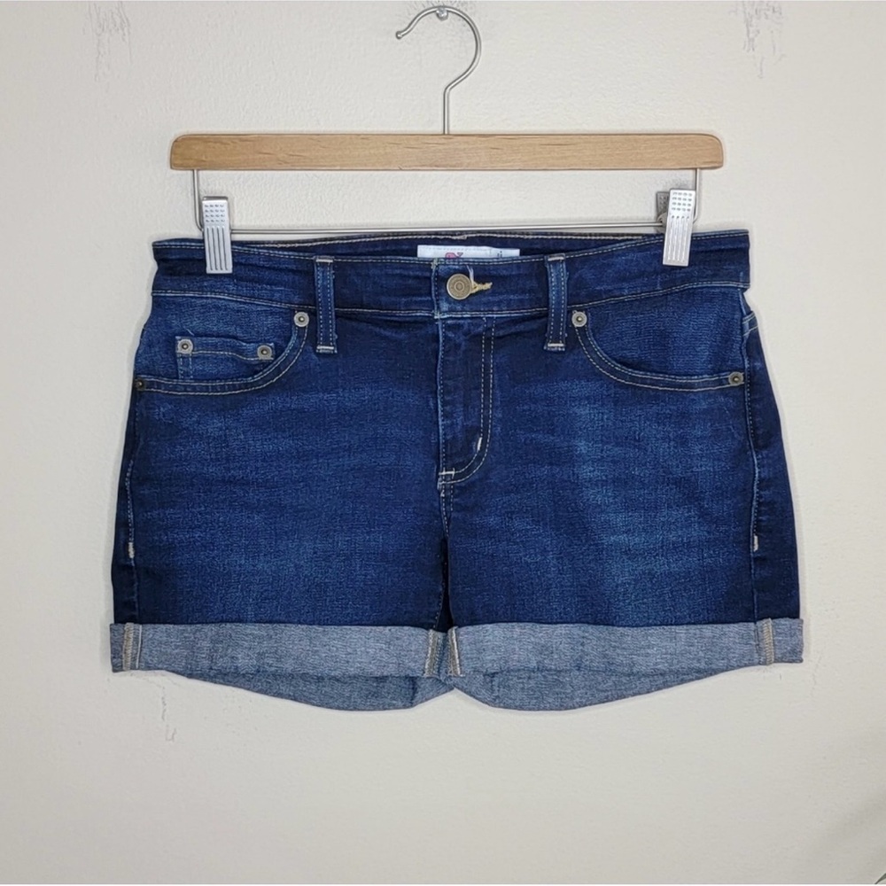 Vineyard Vines | Dark Wash Cuffed Denim Jean Shorts